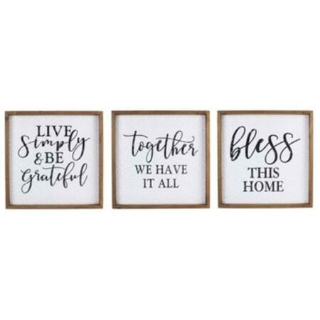 YOUNGS Wood Frame & Embossed Enamel Wall Sign, Assorted Color - 3 Piece 20366